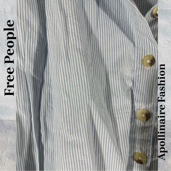 WE THE FREE NEWPORT STRIPPED BUBBLE SHIRT LARGE NEW BLUE WHITE - Picture 5 of 7